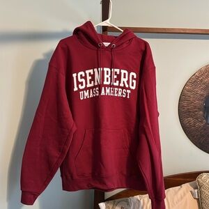 UMass Amherst Isenberg maroon hoodie, size mens L